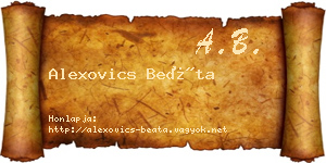 Alexovics Beáta névjegykártya