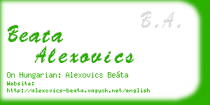 beata alexovics business card